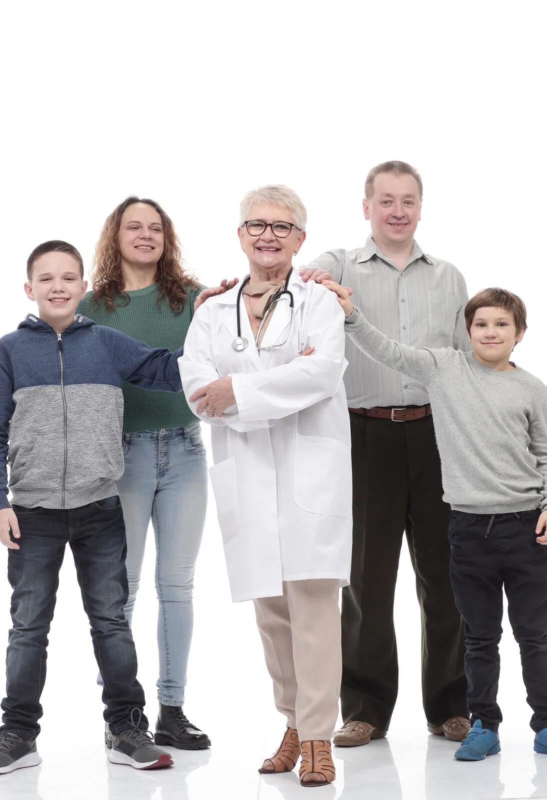 Healthcare professionals consulting with patients