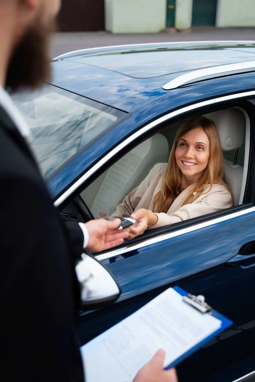 Professional insurance agent holding tablet with insurance quotes